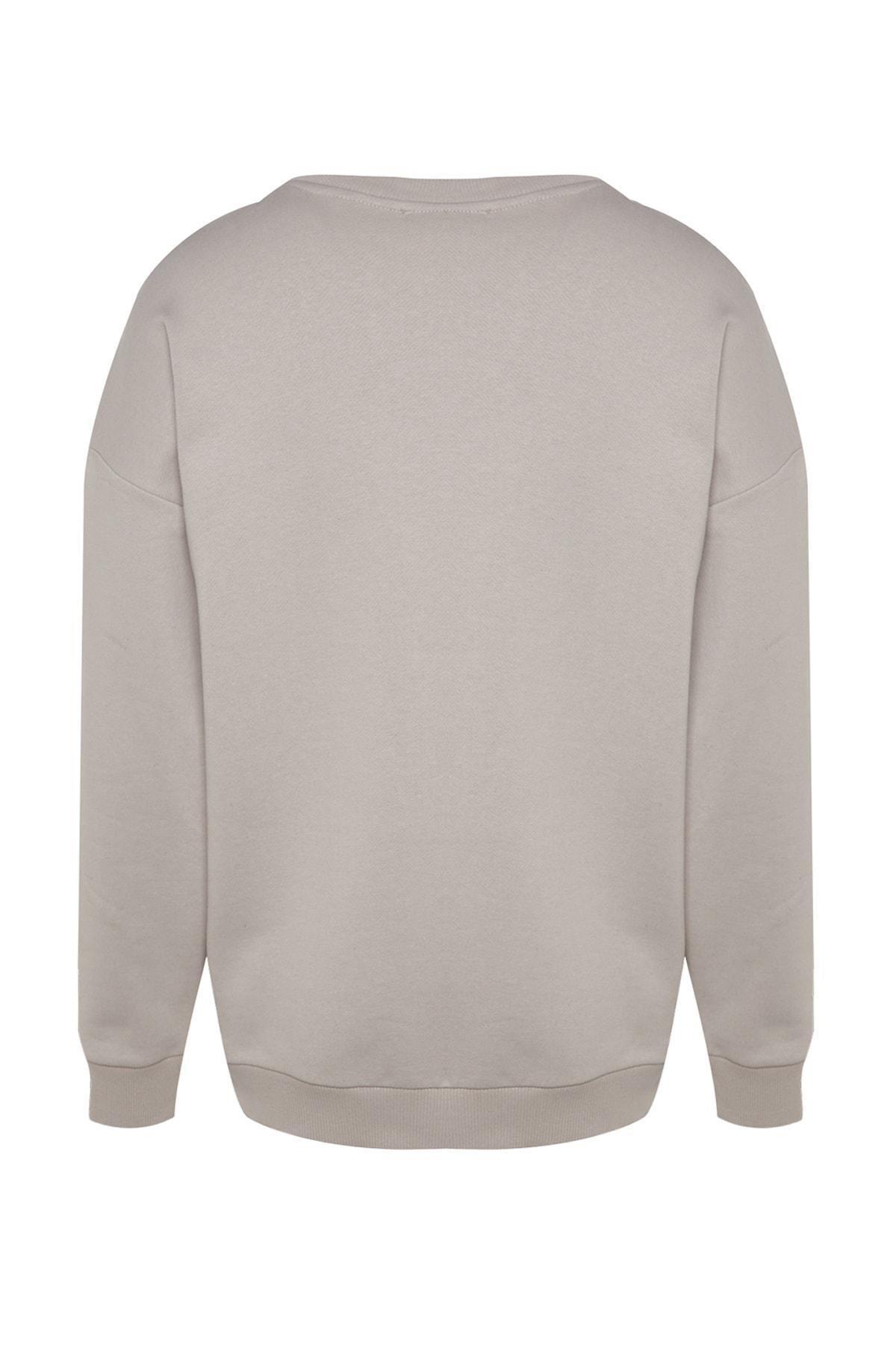Grey Oversize Embroidered Sweatshirt, , large image number 6
