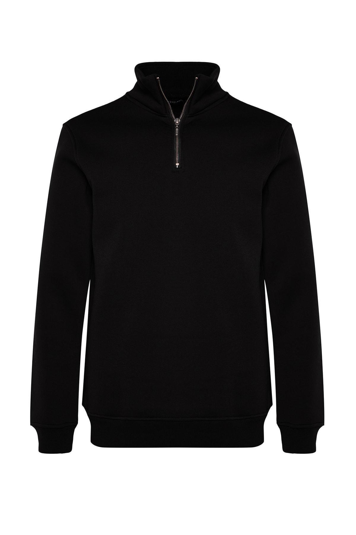 Black Solid Casual Regular Sweatshirt, , large image number 5
