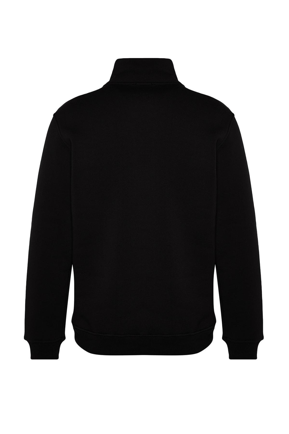 Black Solid Casual Regular Sweatshirt, , large image number 6