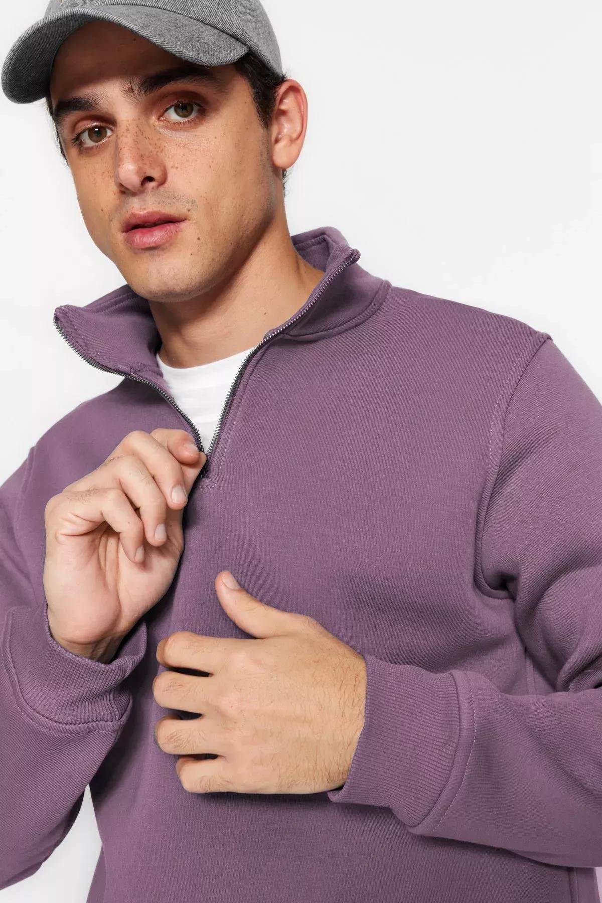 Purple  Zippered Sweatshirt, C101_6914, large image number 0
