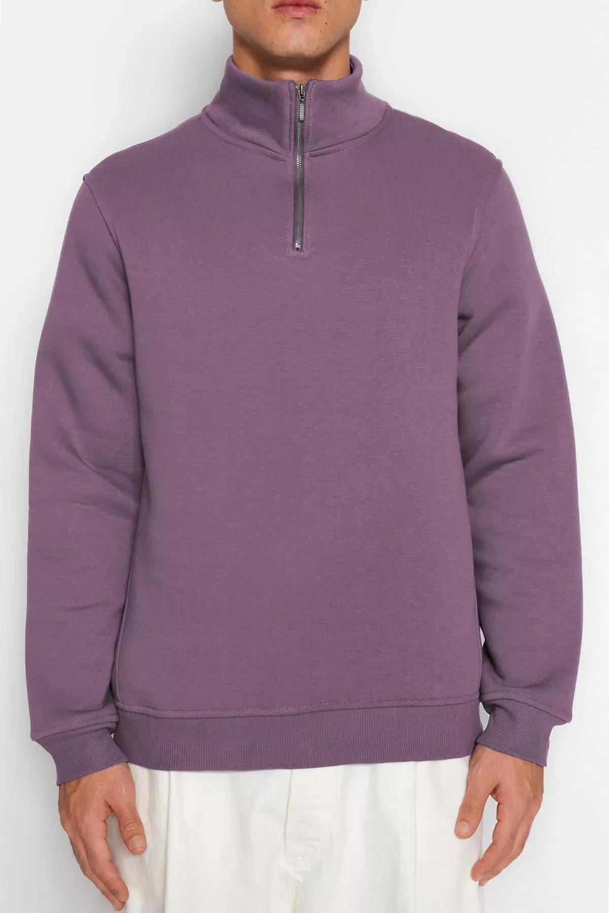 Purple  Zippered Sweatshirt, C101_6914, large image number 1