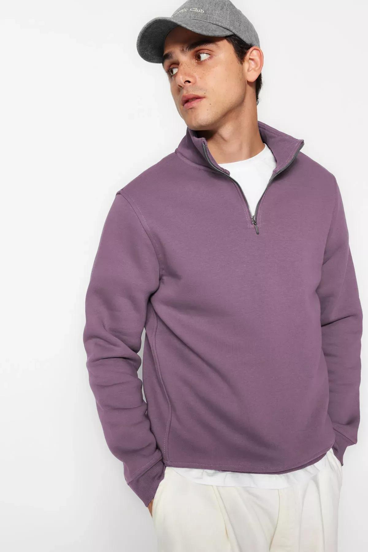 Purple  Zippered Sweatshirt, C101_6914, large image number 4