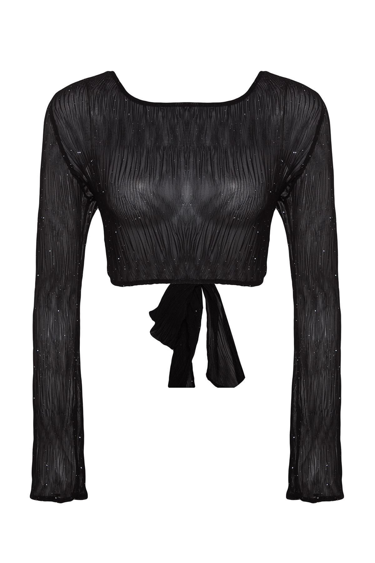 Black Shimmering Blouse, , large image number 5