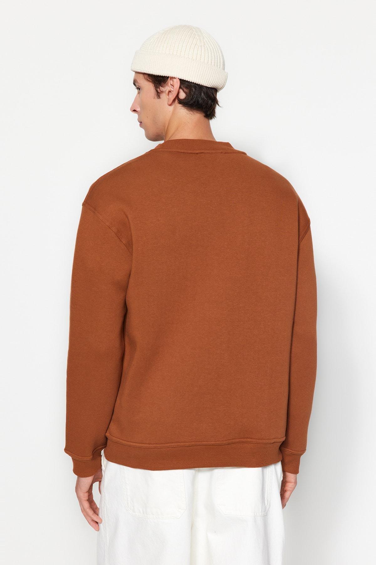 Brown Turtleneck Relaxed Sweatshirt, C101_1539, large image number 3