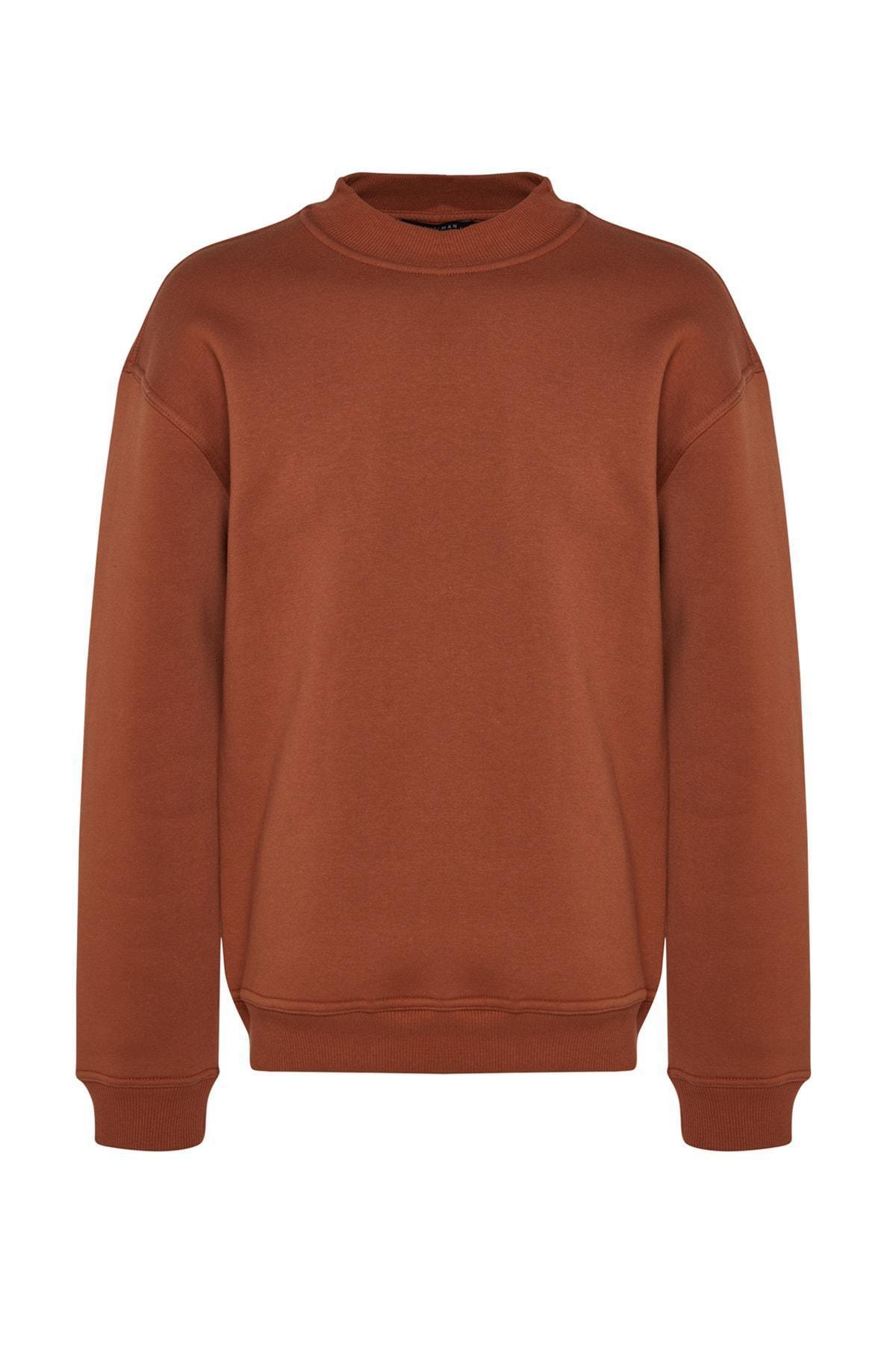 Trendyol - Brown Turtleneck Relaxed Sweatshirt