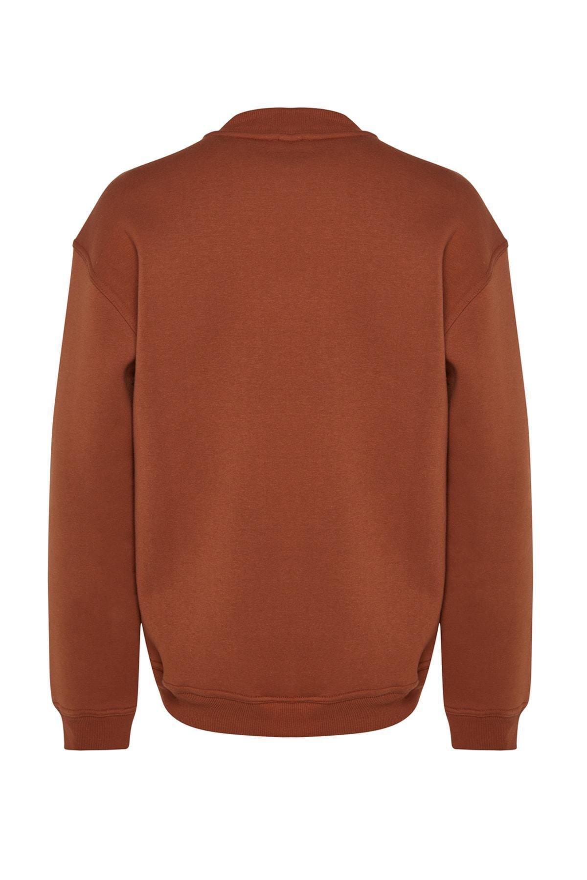 Trendyol - Brown Turtleneck Relaxed Sweatshirt