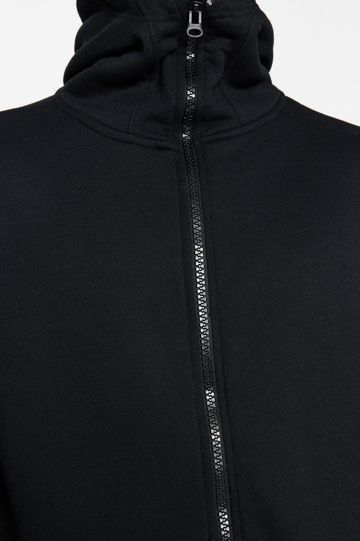 Black Oversized Zippered Hooded Sweatshirt, C101_0, large image number 4