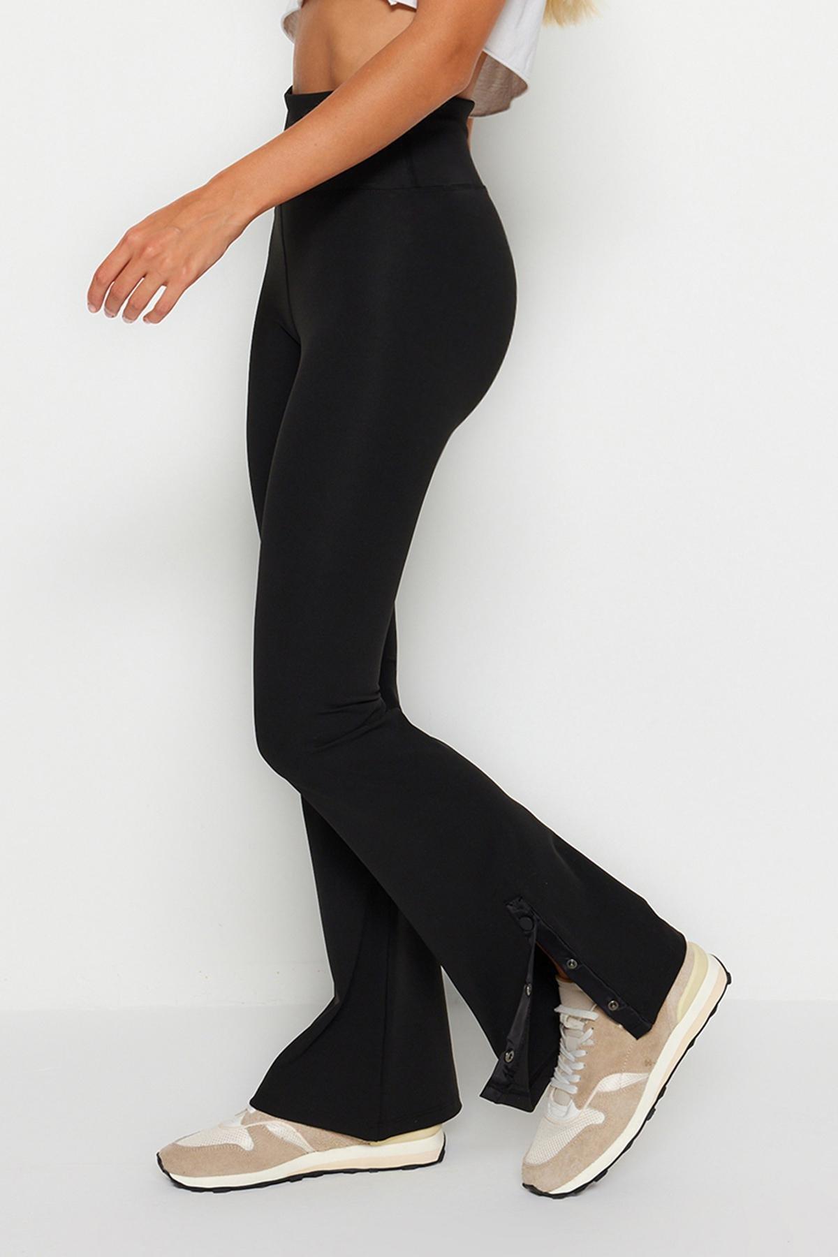 Black Snap-Detail Sports Leggings, , large image number 3