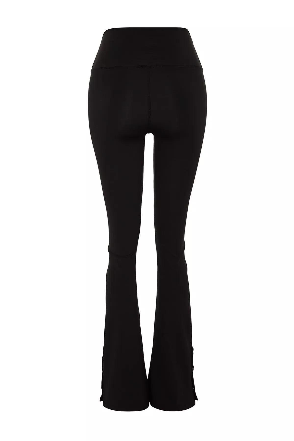 Black Snap-Detail Sports Leggings, BLACK, large image number 7