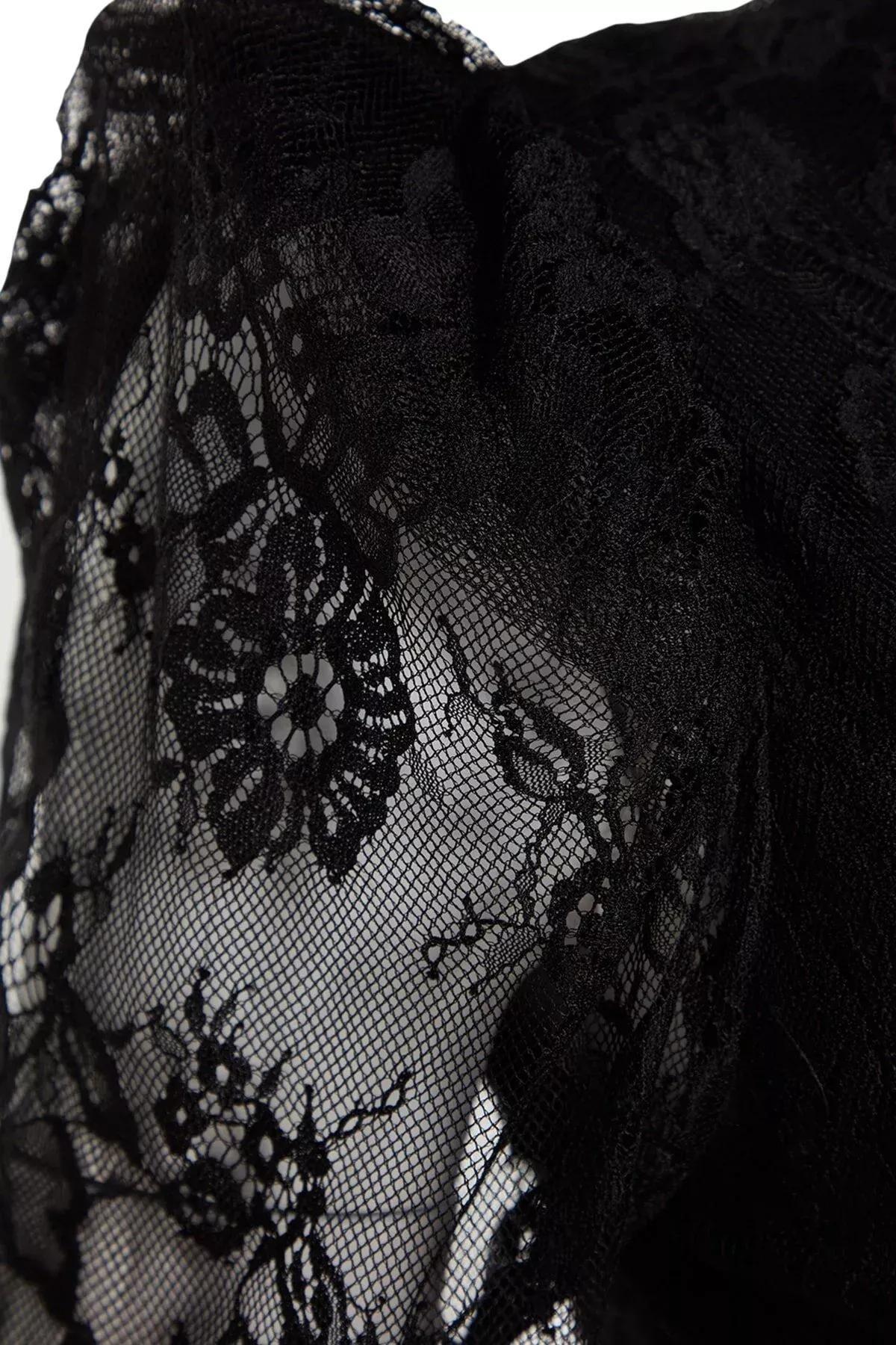 Black Fitted Evening Dress, BLACK, large image number 7