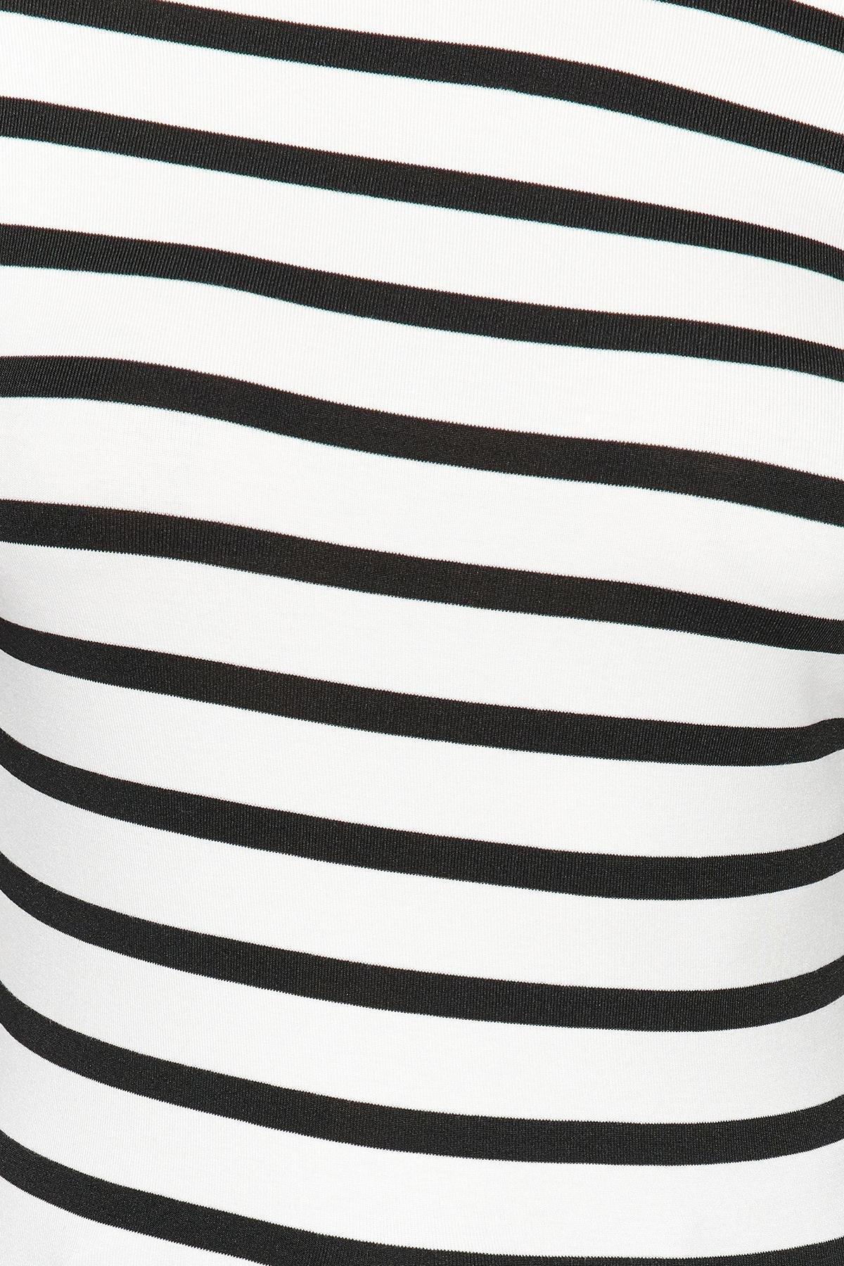 Multicolour Striped Boat Collar Knitted Blouse, , large image number 3