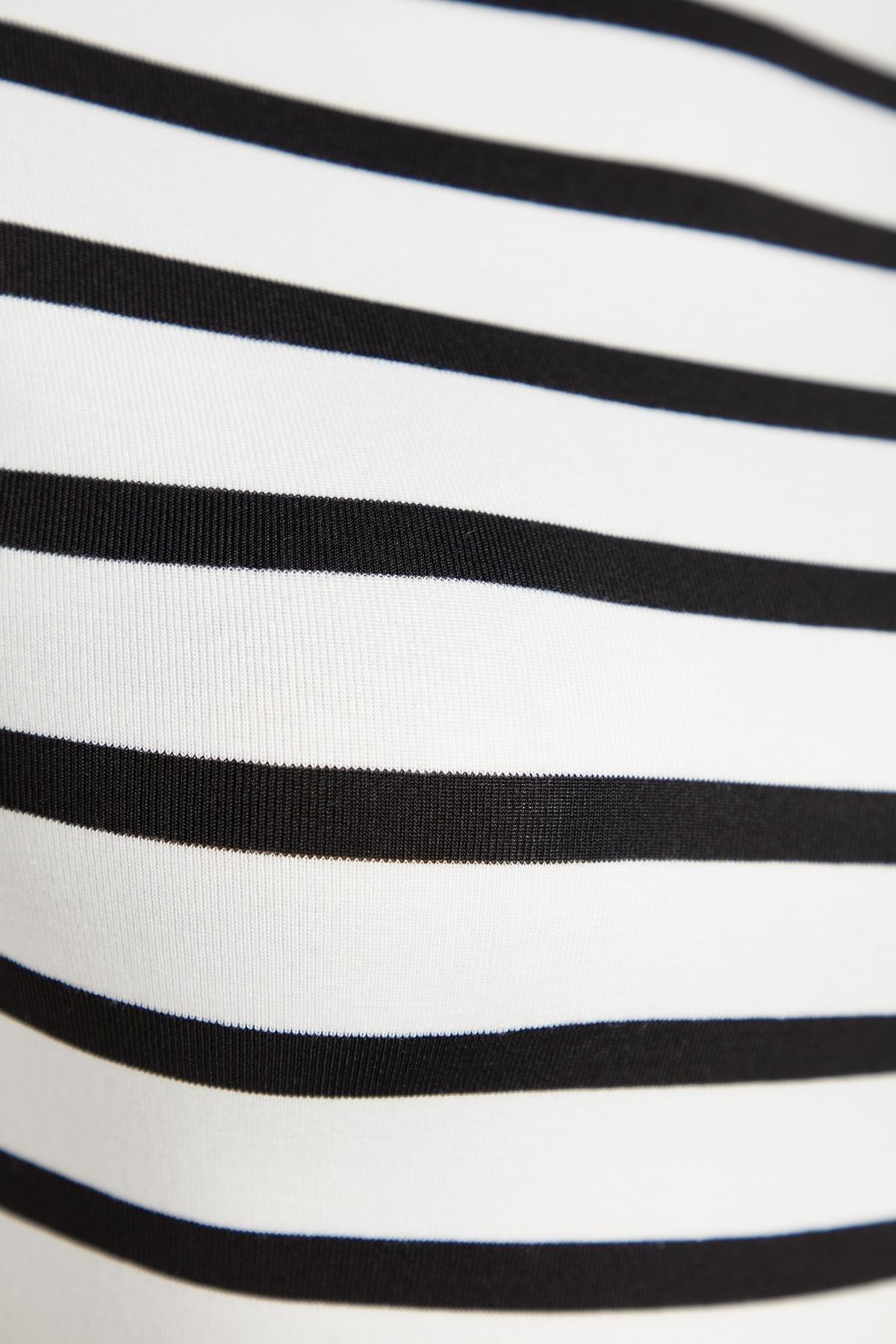 Multicolour Striped Boat Collar Knitted Blouse, , large image number 7
