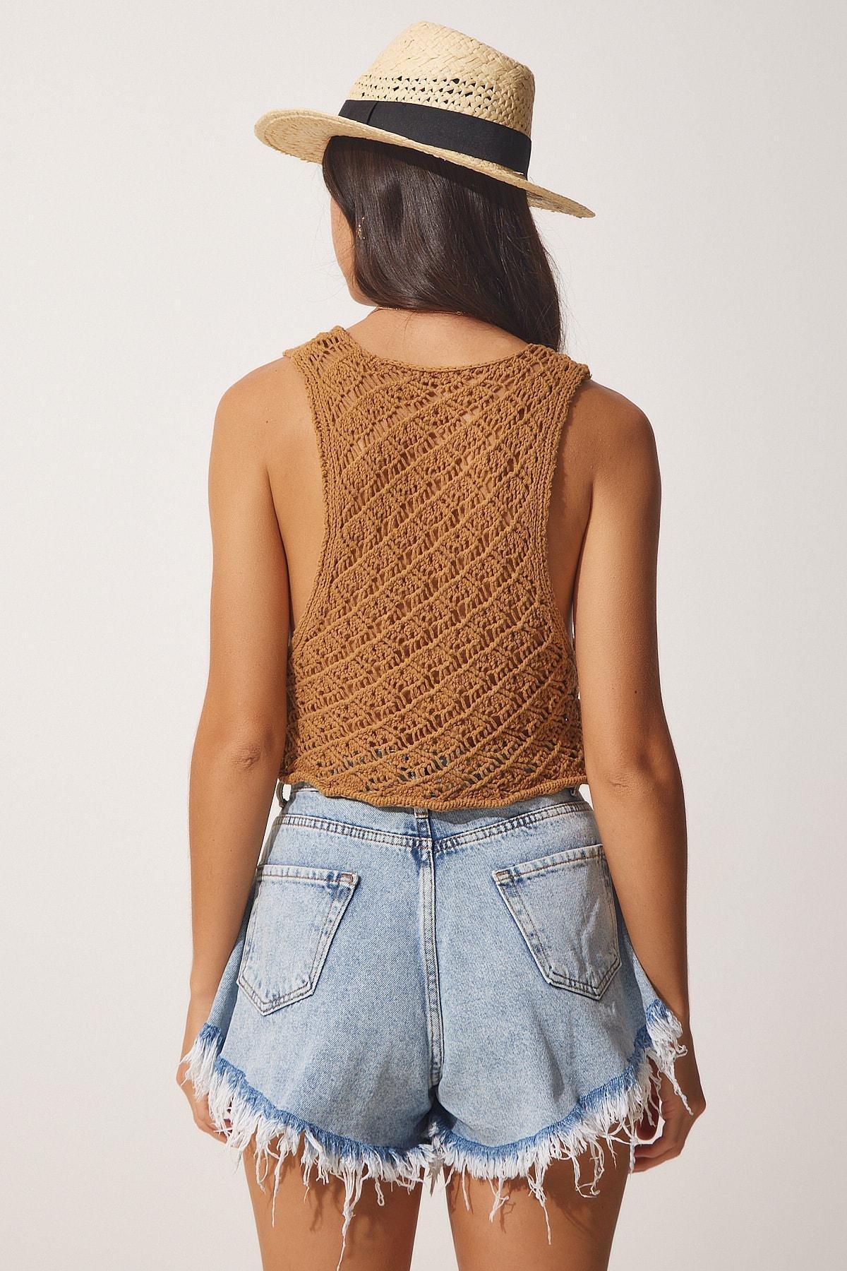 Brown Double Breasted Vest, CAMEL, large image number 5
