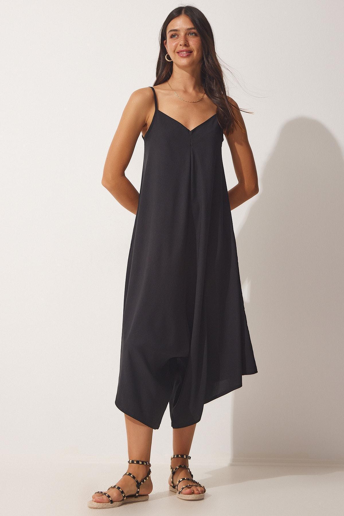Black Strapless Oversized Overalls, BLACK, large image number 0