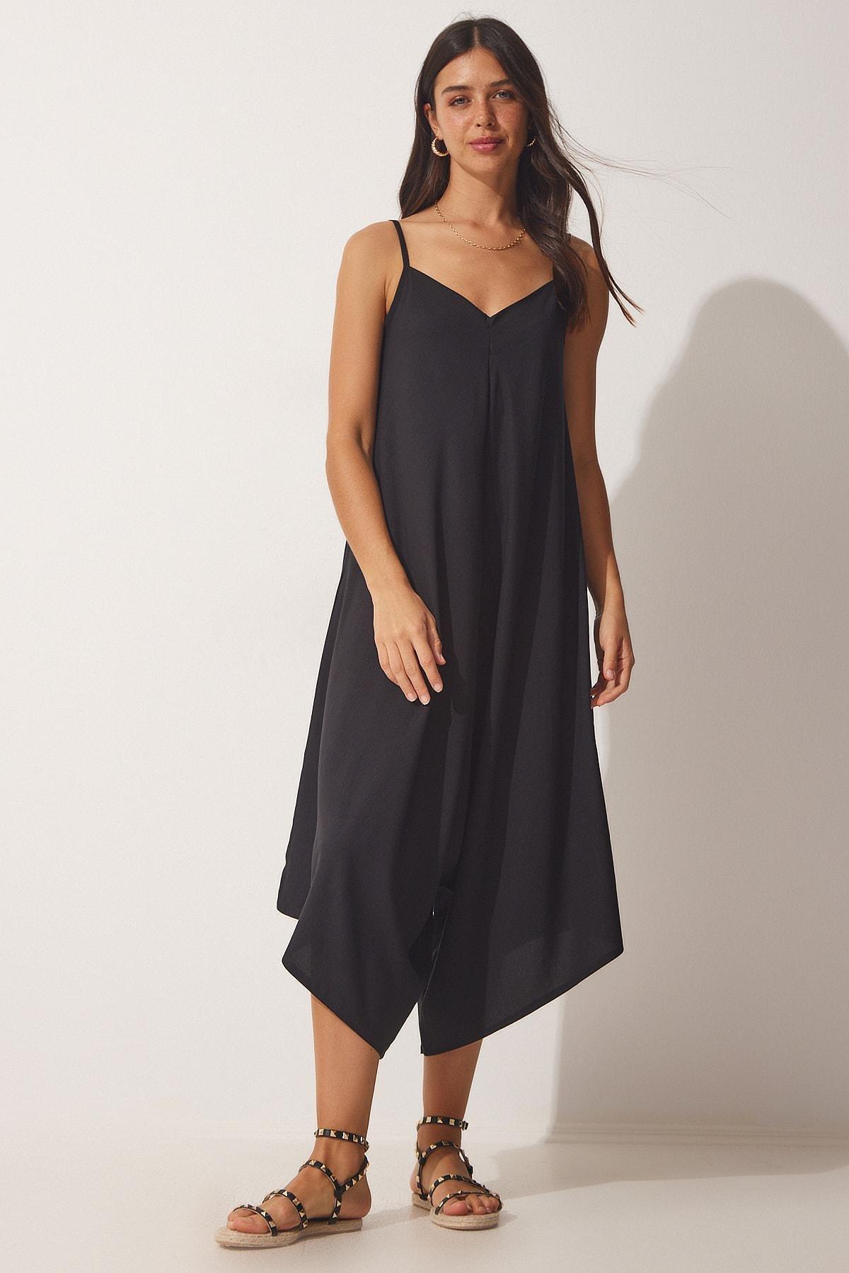 Black Strapless Oversized Overalls, BLACK, large image number 2