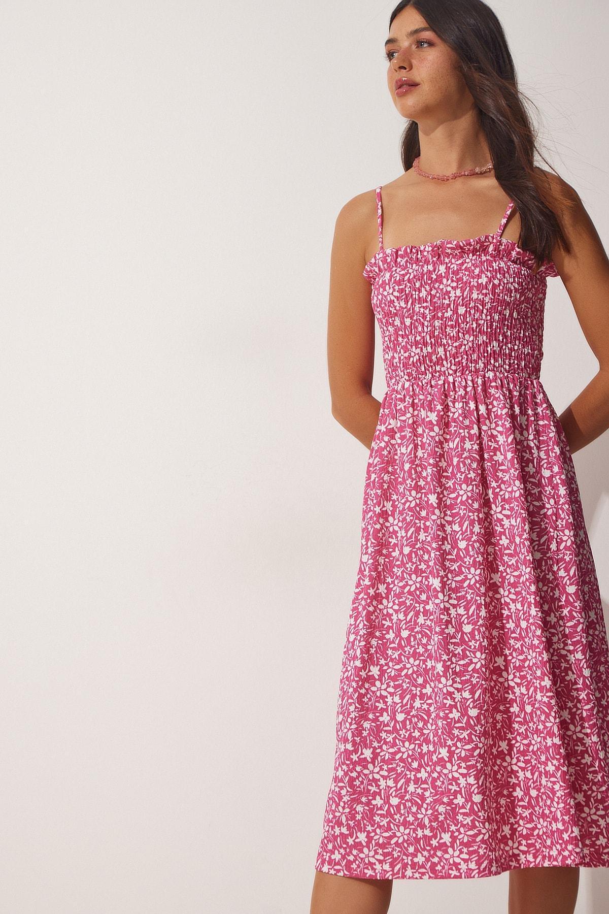 Pink Floral A-Line Dress, Pink, large image number 0