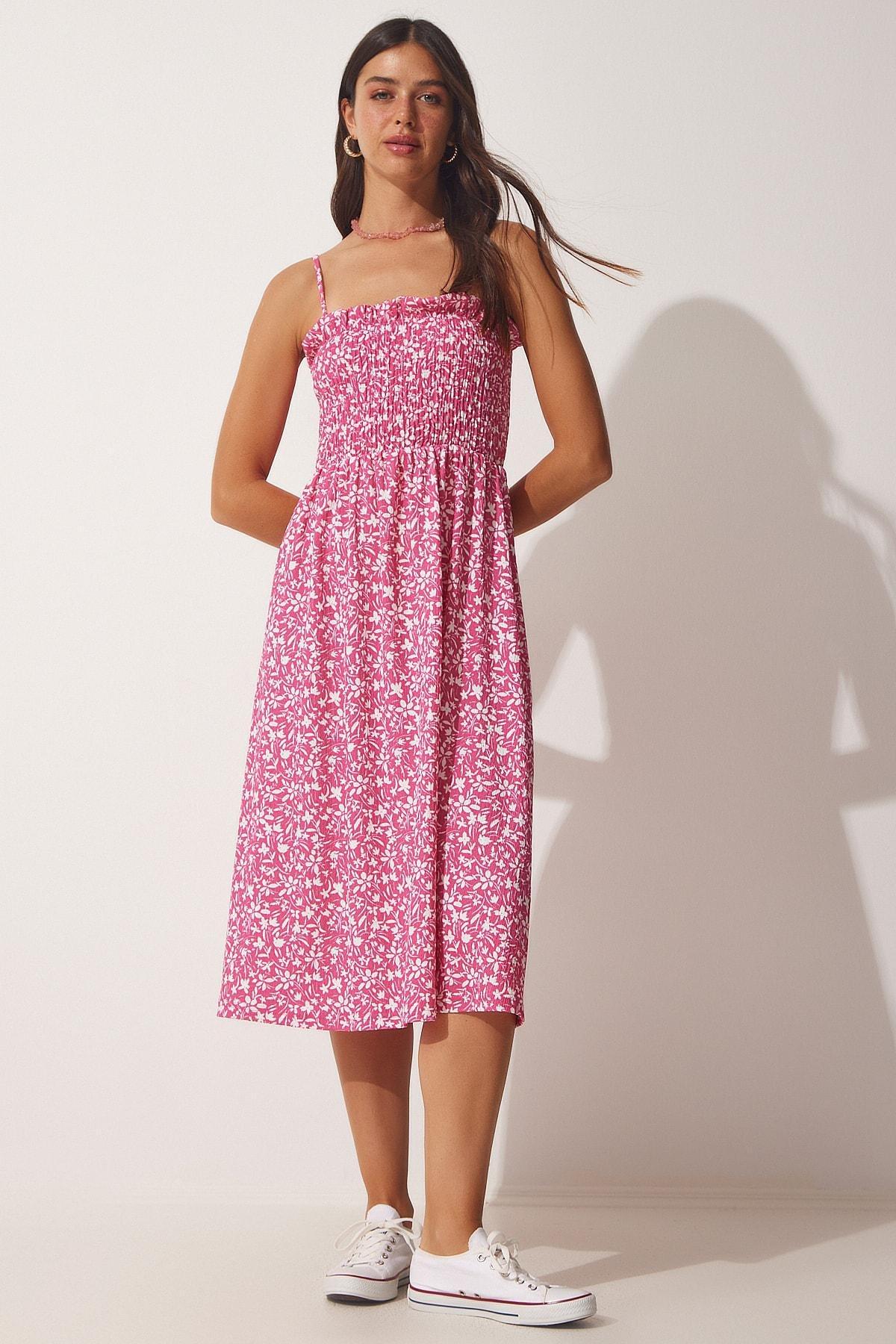 Happiness Istanbul - Pink Floral A-Line Dress