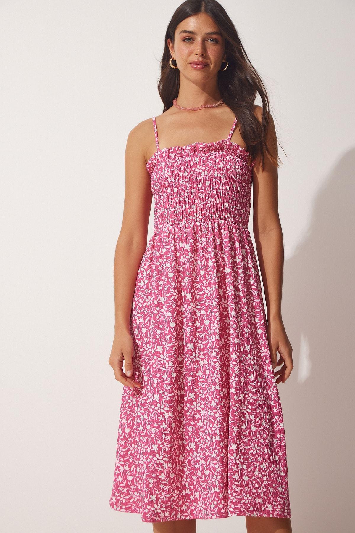 Happiness Istanbul - Pink Floral A-Line Dress