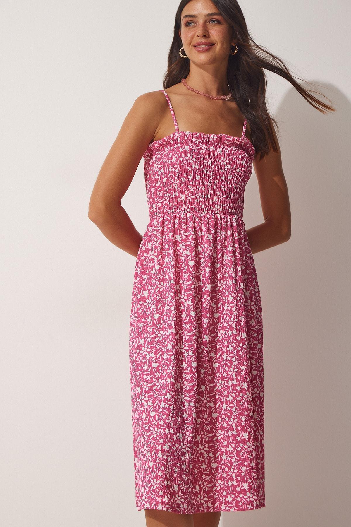 Happiness Istanbul - Pink Floral A-Line Dress