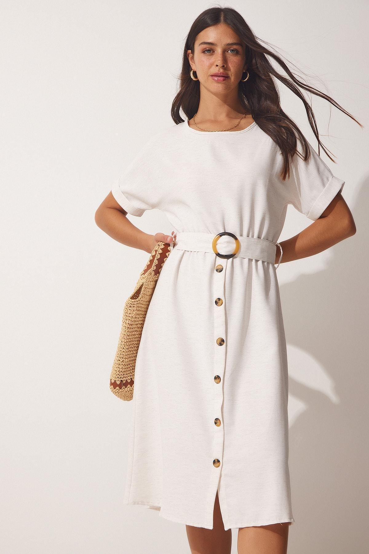 Cream Textured Shirt Dress, , large image number 2