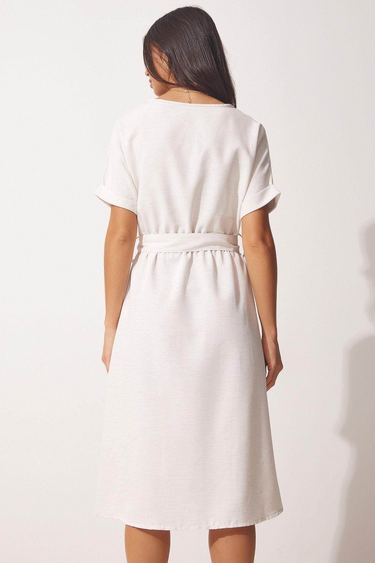 Cream Textured Shirt Dress, , large image number 4