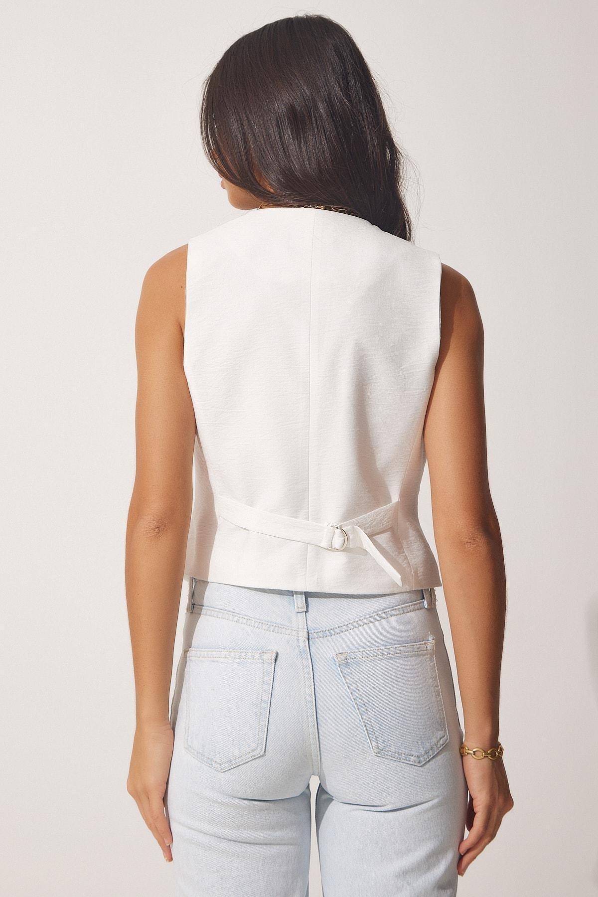 Happiness Istanbul - White V-Neck Vest