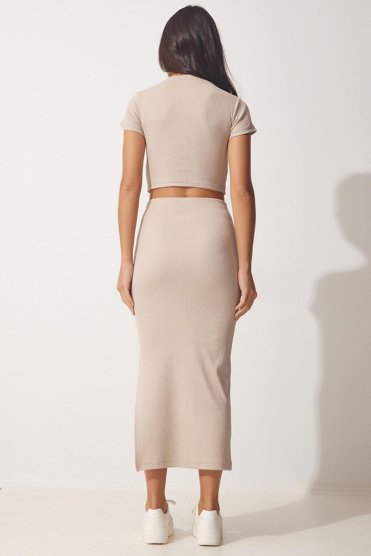 Cream Summer Wrap Knitwear Co-Ord Set, Cream, large image number 3