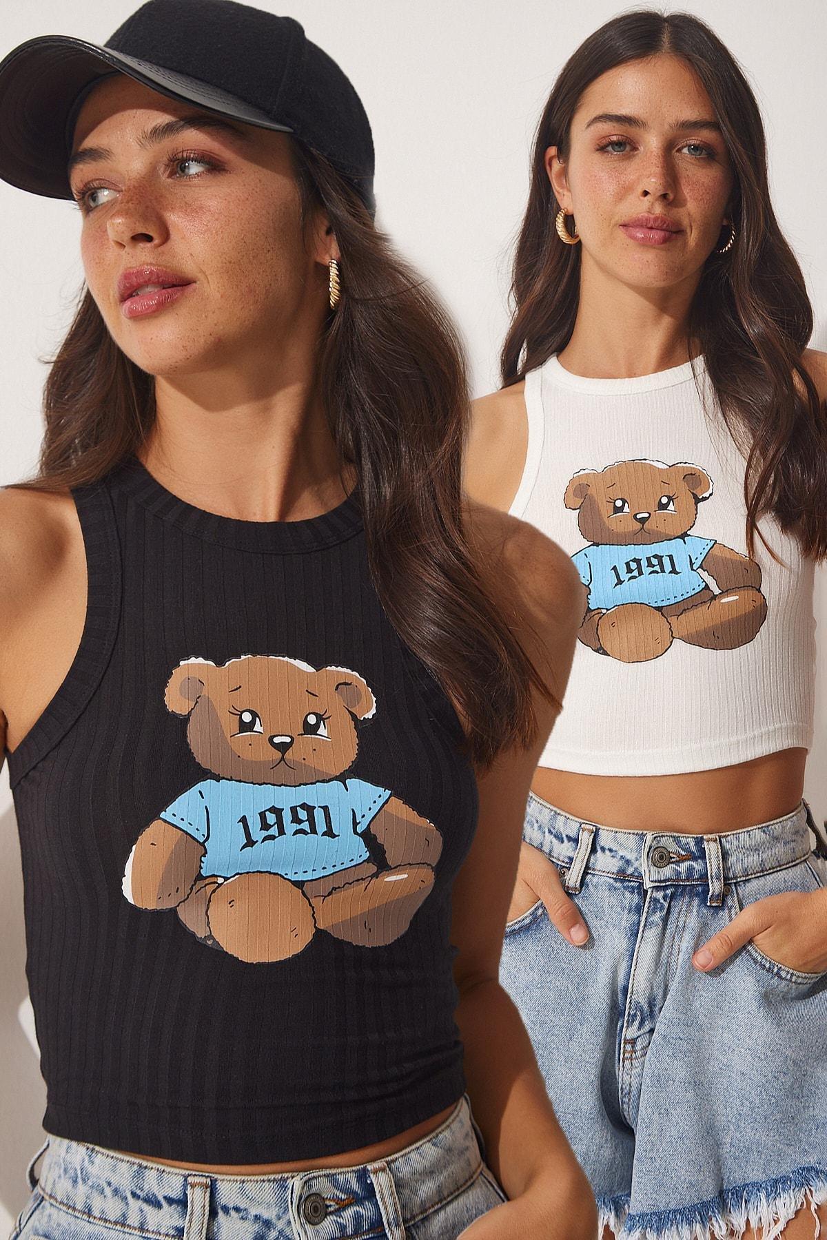 Black Regular T-Shirt, Set Of 2, BLACK WHITE, large image number 0