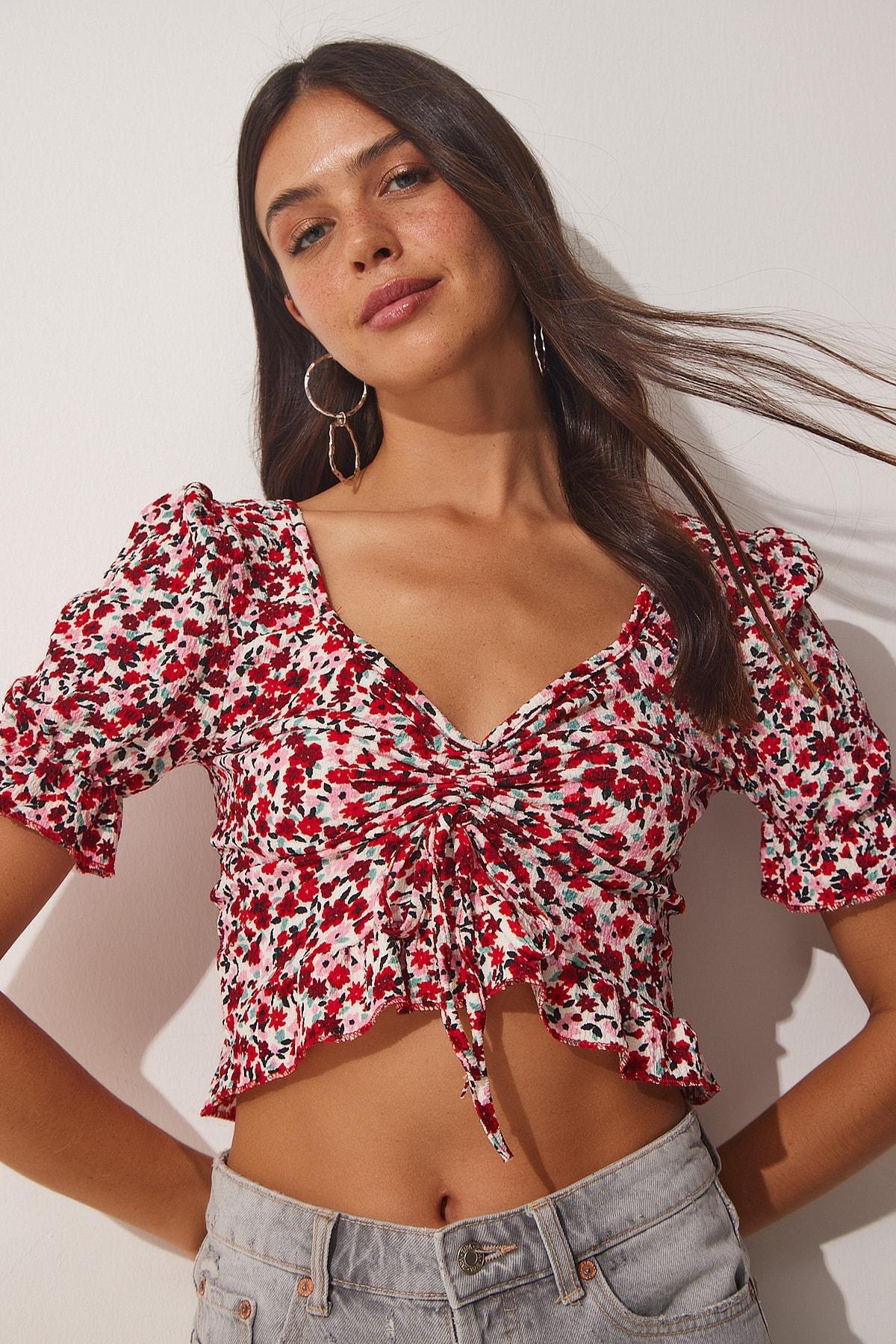 Red Floral Blouse, , large image number 3