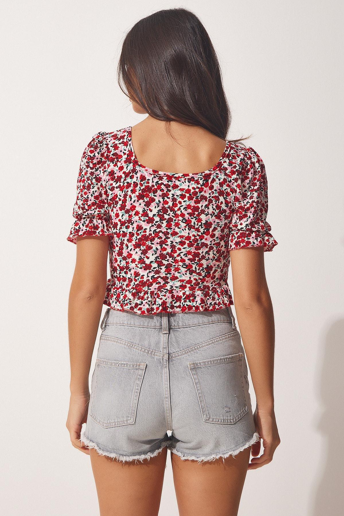 Red Floral Blouse, , large image number 4