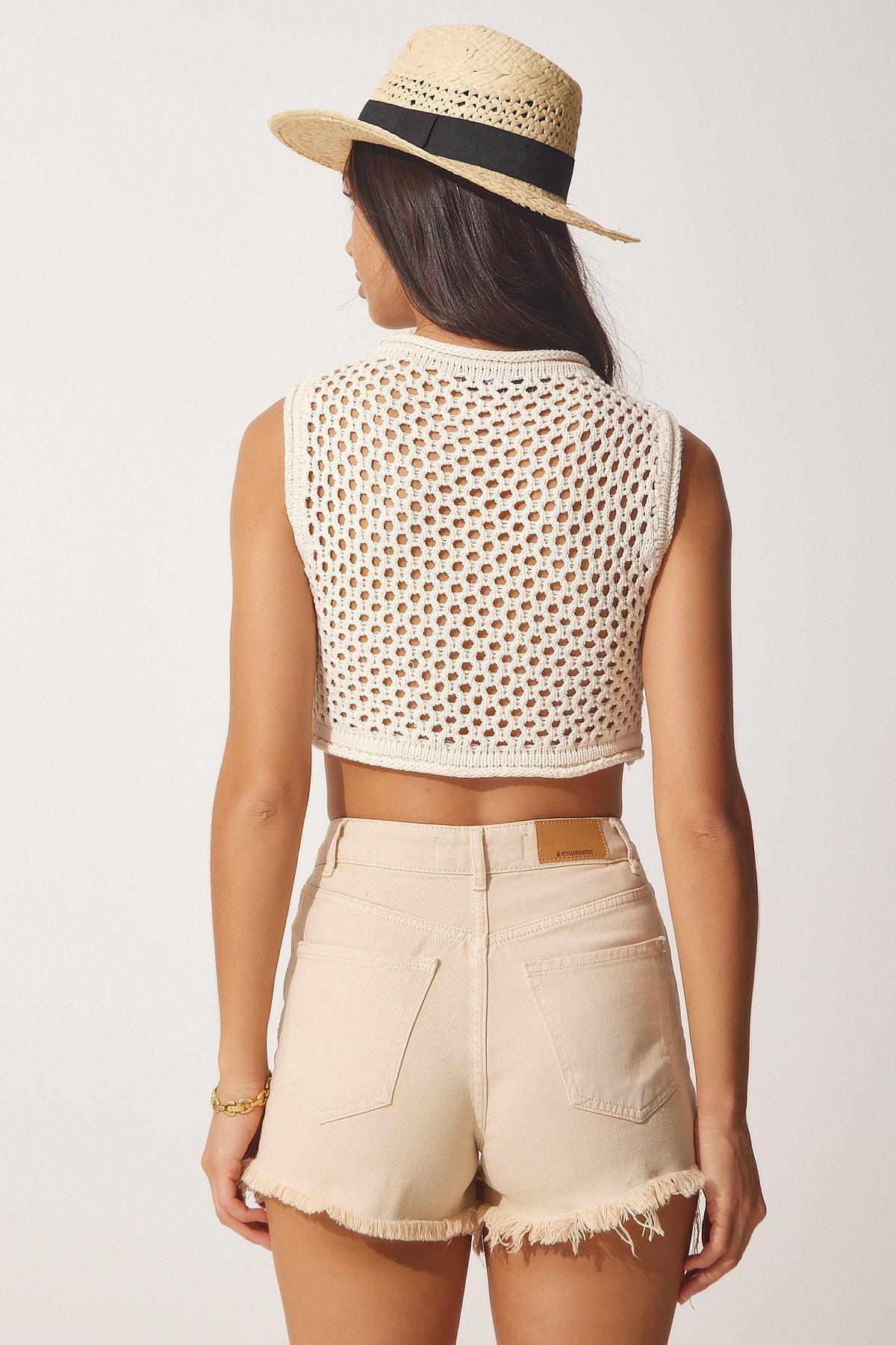 Beige Regular Sweater Vest, Cream, large image number 4