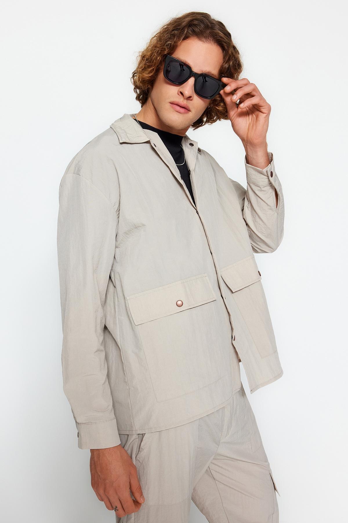 Beige Oversized Limited Edition Jacket, STONE, large image number 0