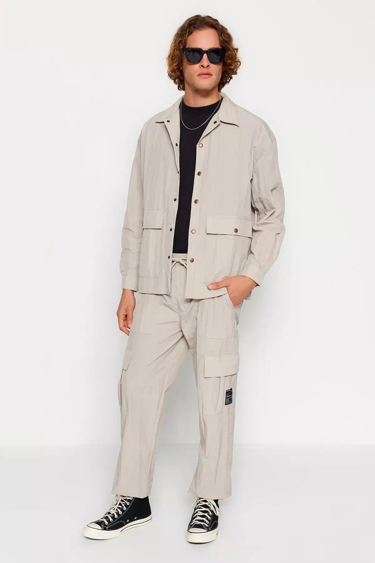 جاكيت بقصة فضفاضة بإصدار محدود، بيج, STONE, large image number 1