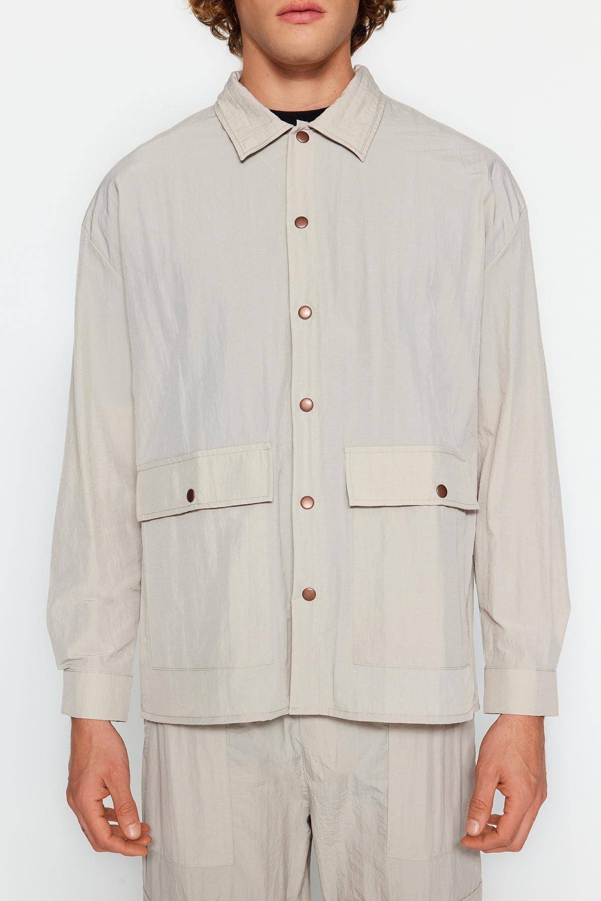 Beige Oversized Limited Edition Jacket, STONE, large image number 3