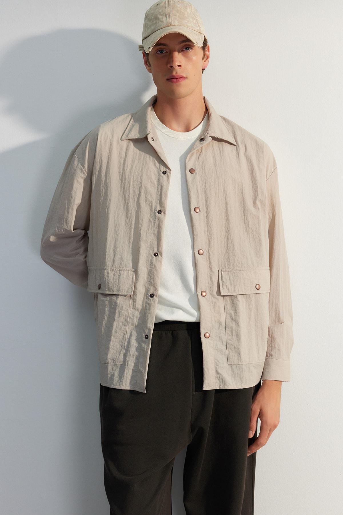 Beige Oversized Limited Edition Jacket, STONE, large image number 5