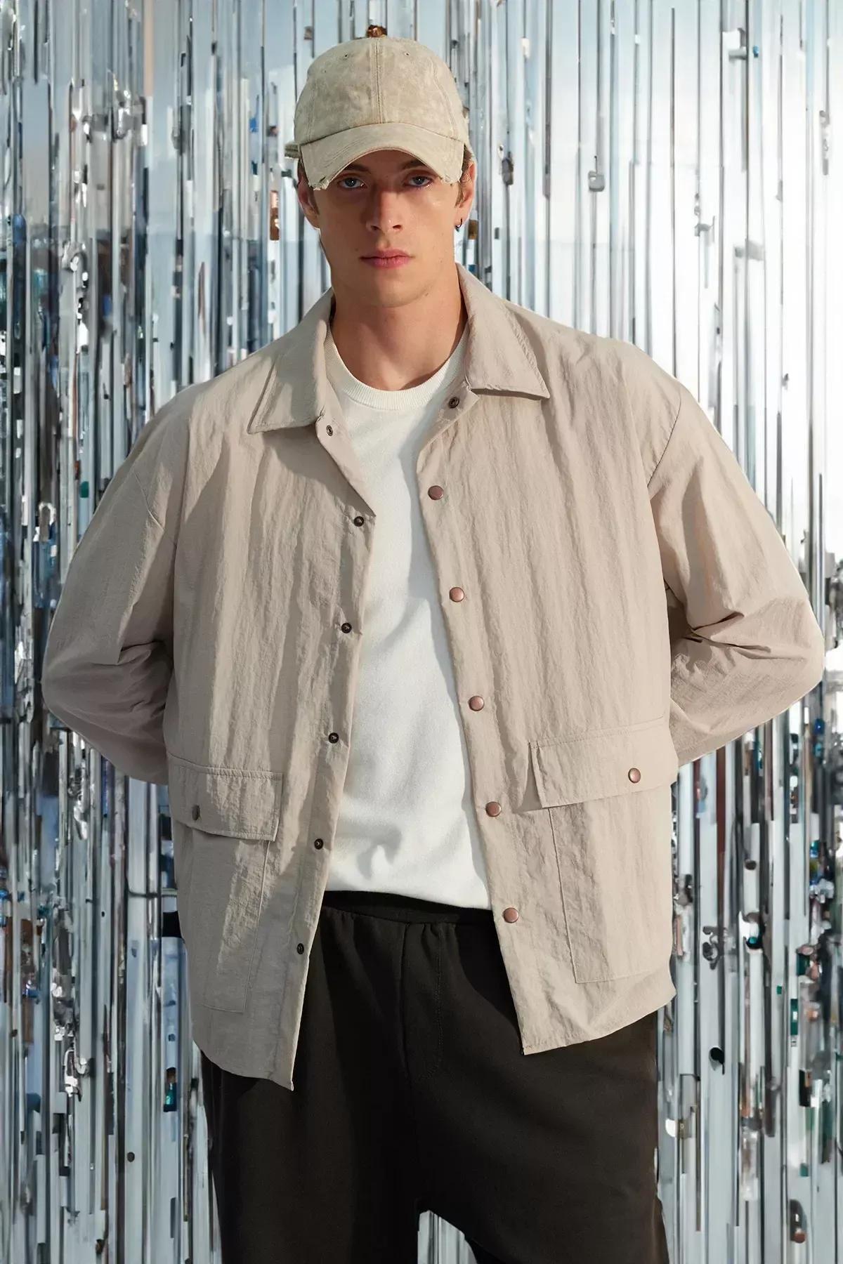 جاكيت بقصة فضفاضة بإصدار محدود، بيج, STONE, large image number 6