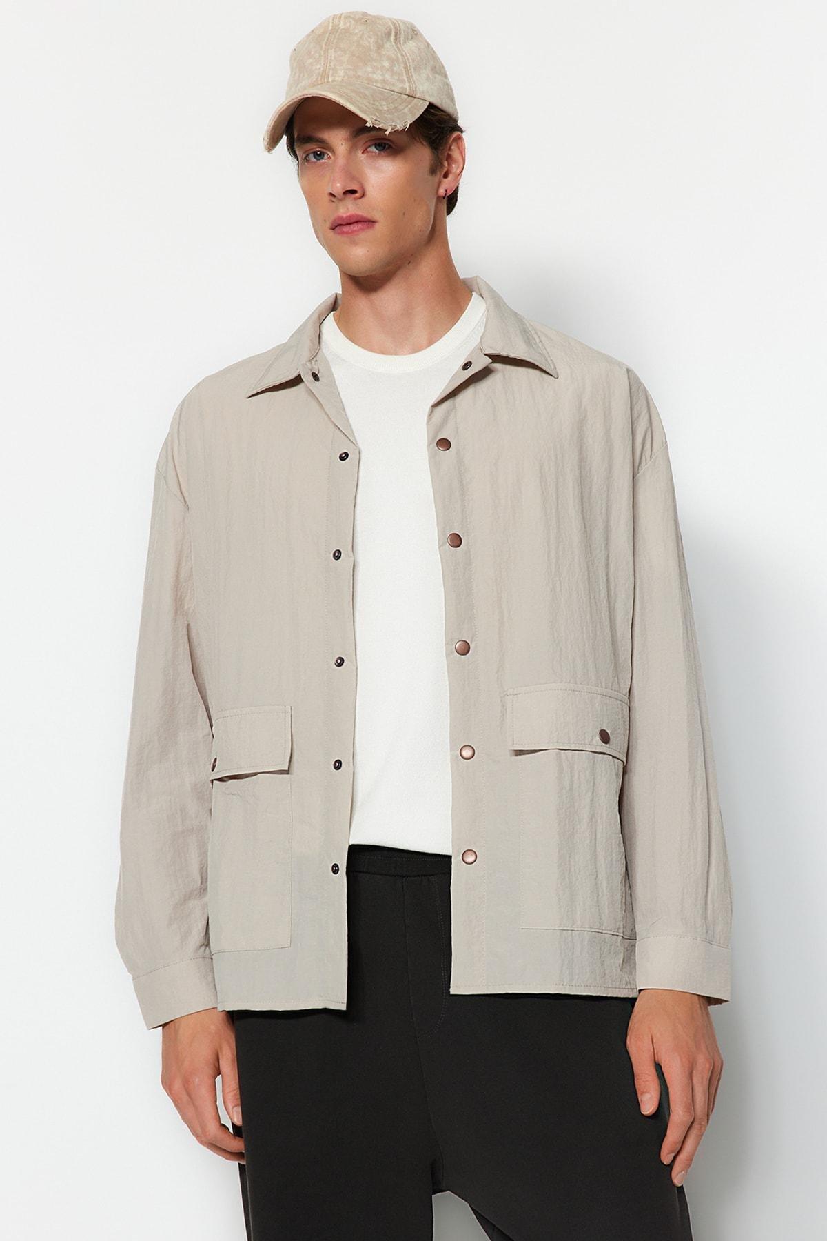 Beige Oversized Limited Edition Jacket, STONE, large image number 6