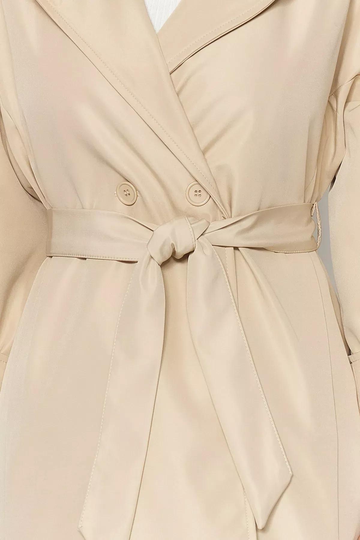 Beige Water Repellent Long Trench Coat, Beige, large image number 4