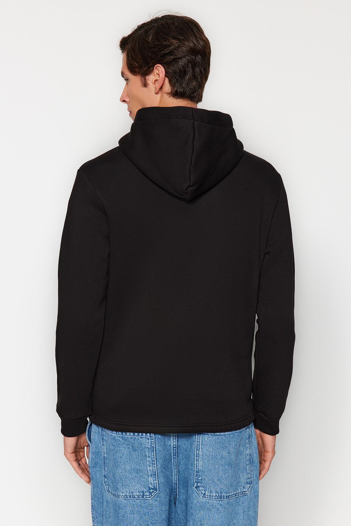 Black Hooded Long Sleeve Sweatshirt, , large image number 4
