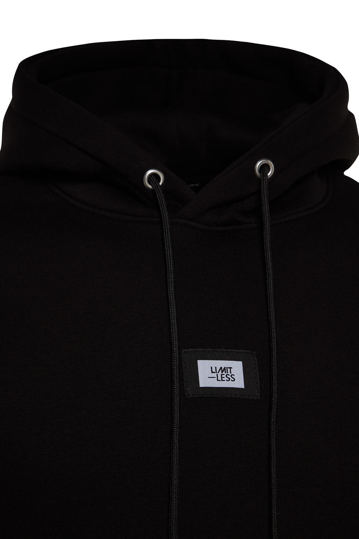Black Hooded Long Sleeve Sweatshirt, , large image number 5