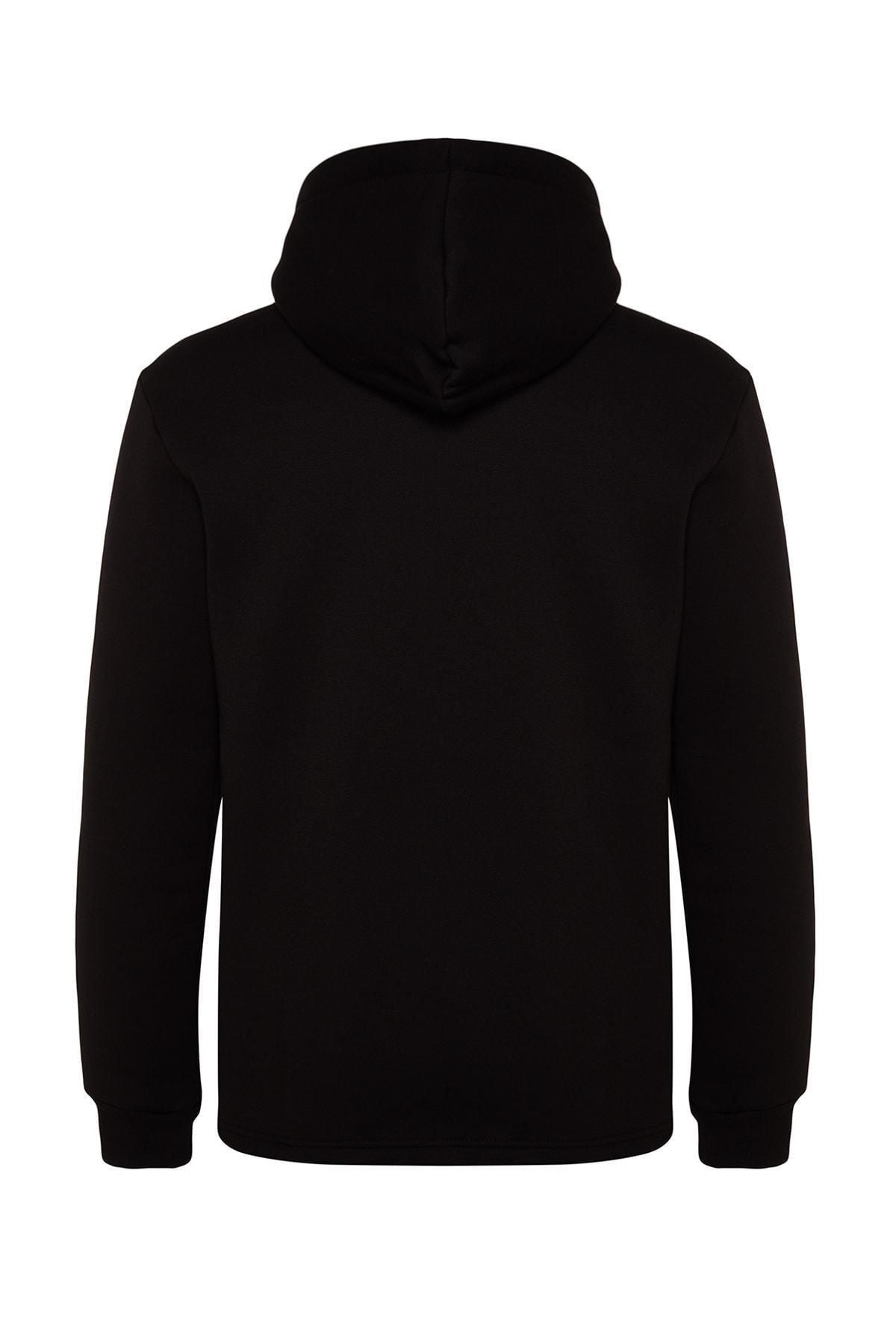 Black Hooded Long Sleeve Sweatshirt, , large image number 6