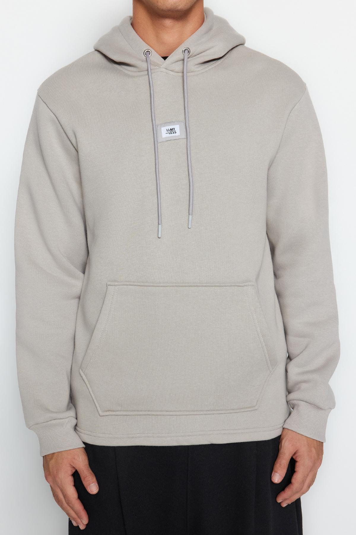 Grey Hooded Long-Sleeve Sweatshirt, , large image number 3
