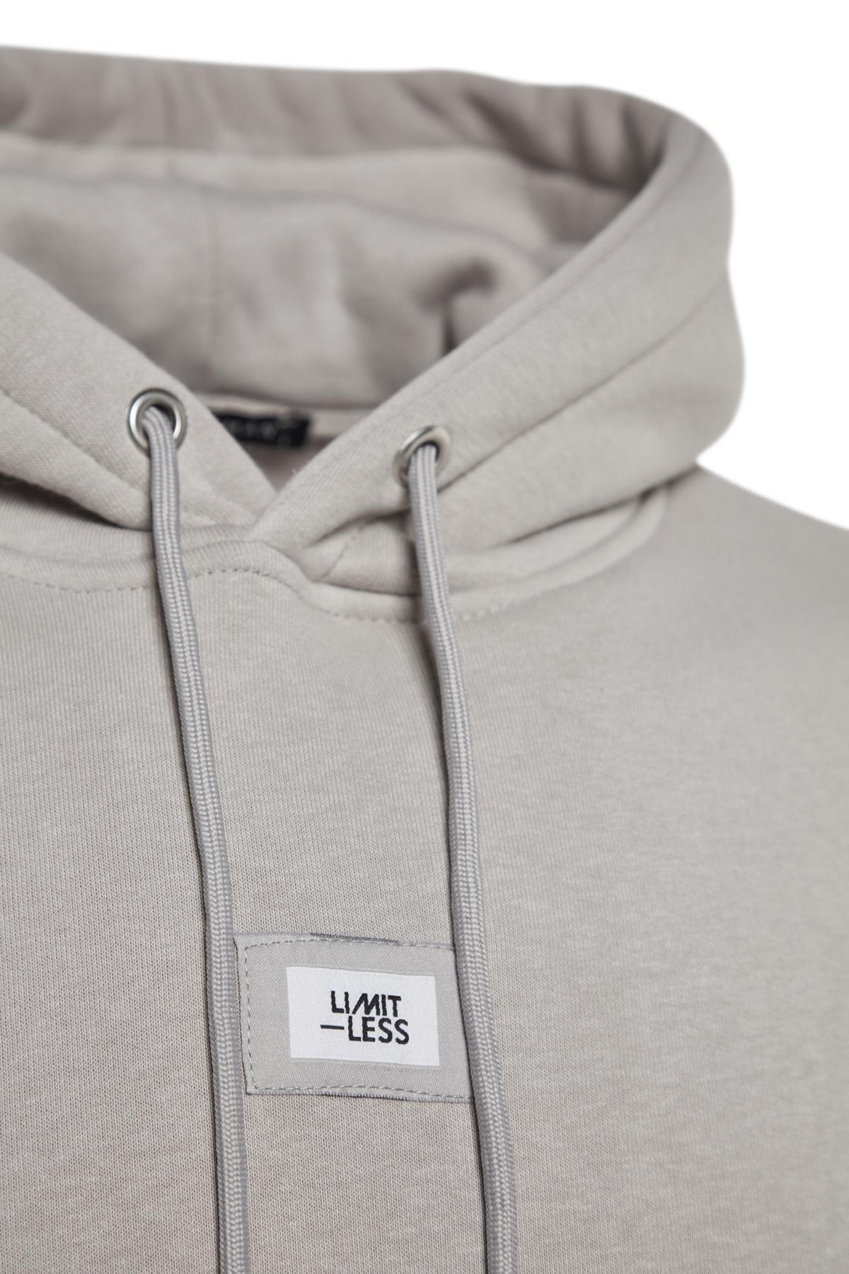 Trendyol - Grey Hooded Long-Sleeve Sweatshirt
