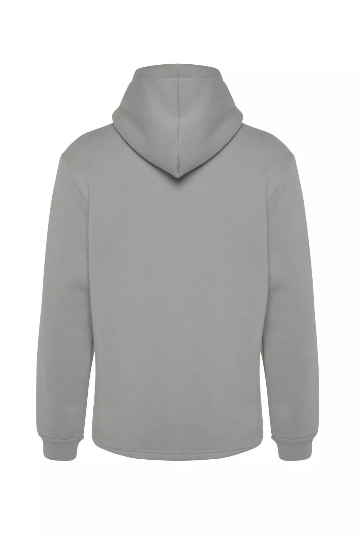 Grey Hooded Long-Sleeve Sweatshirt, , large image number 7