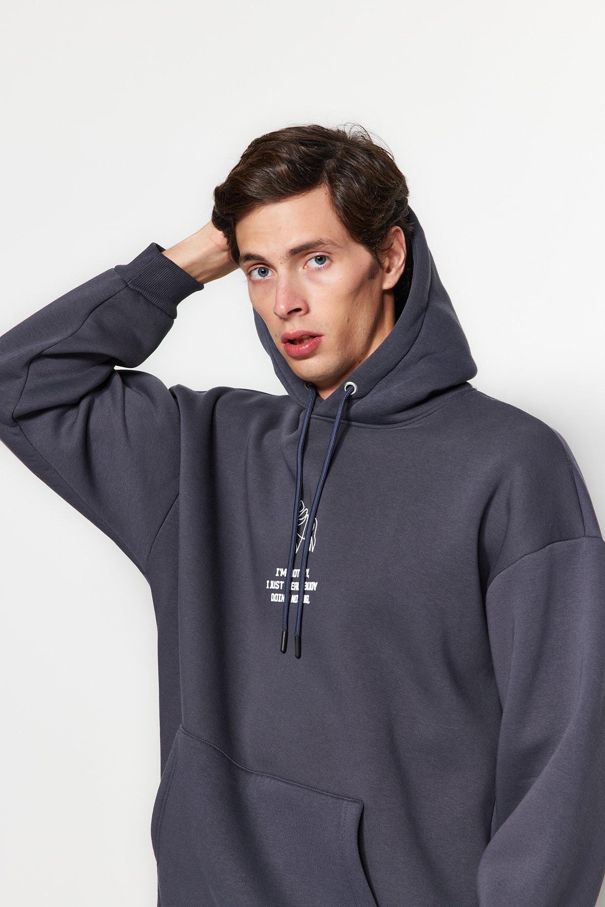 Navy Oversize Hoodie, , large image number 0