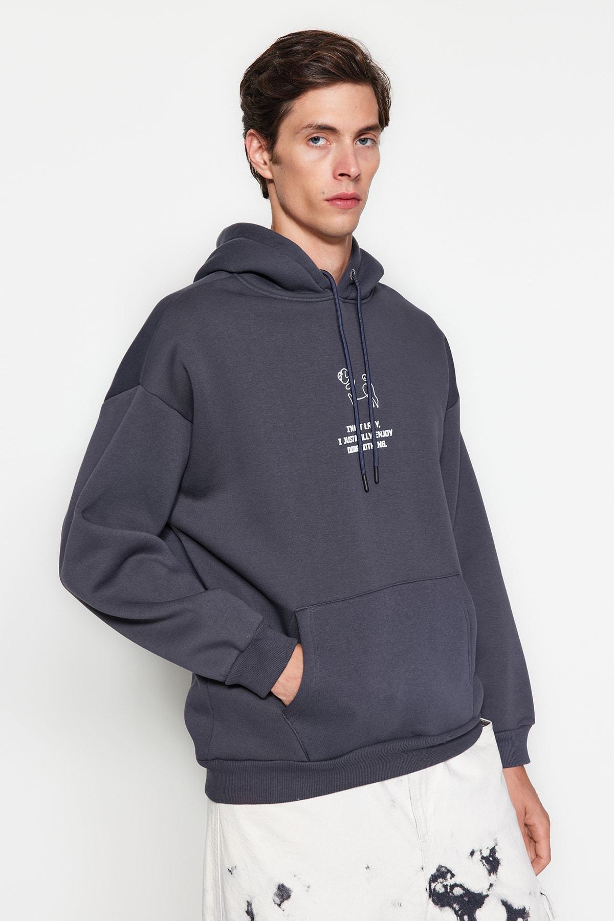 Navy Oversize Hoodie, , large image number 4