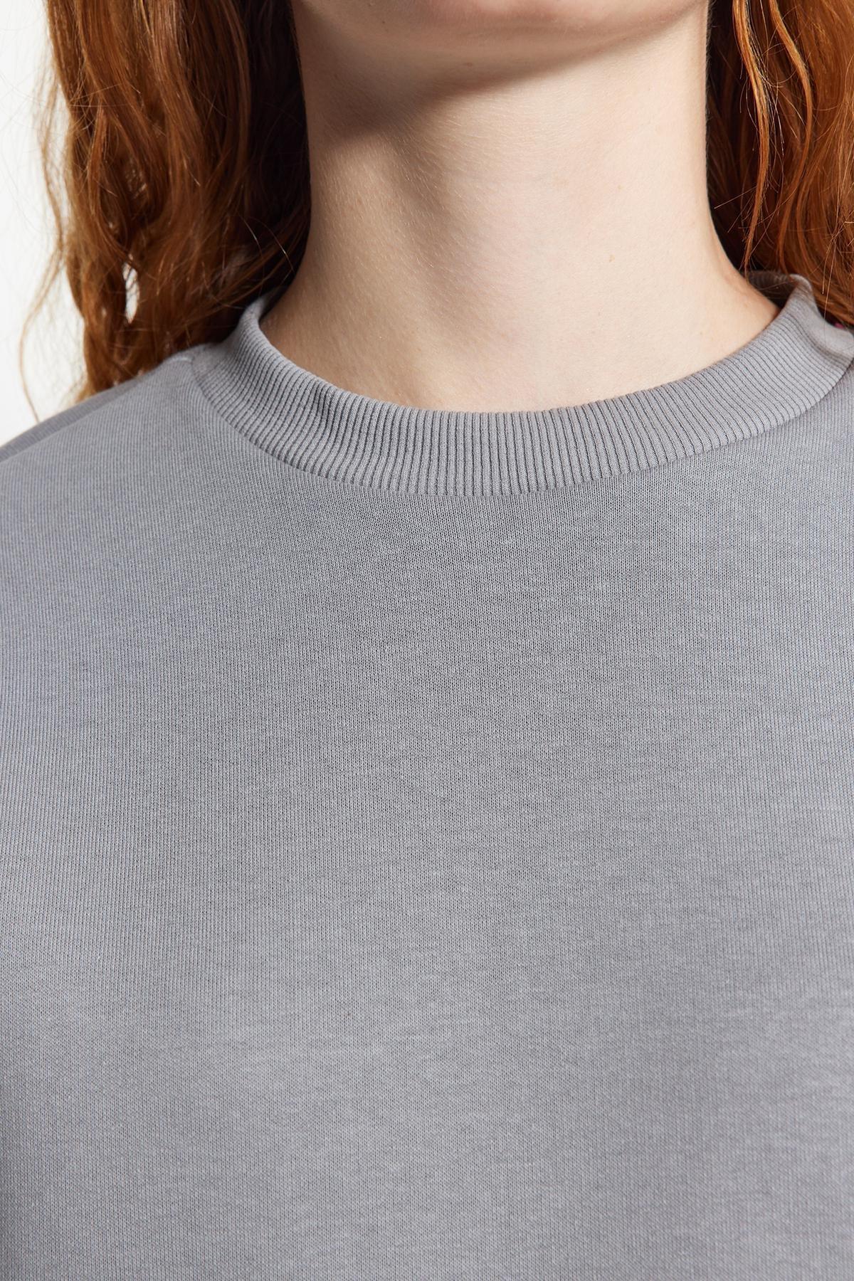 Grey Crew Neck Knitted Sweatshirt, , large image number 3
