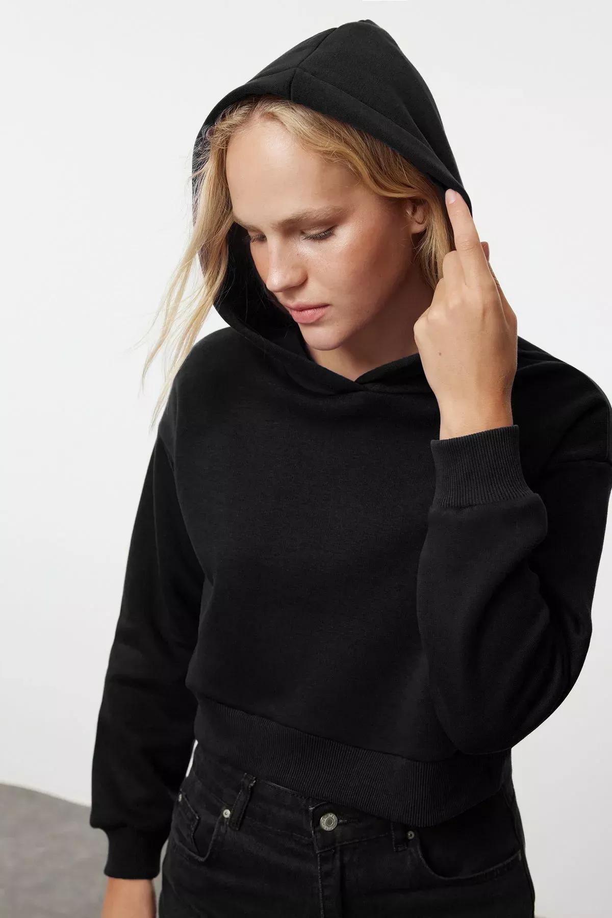 هودي قصير من الصوف، أسود, BLACK, large image number 3