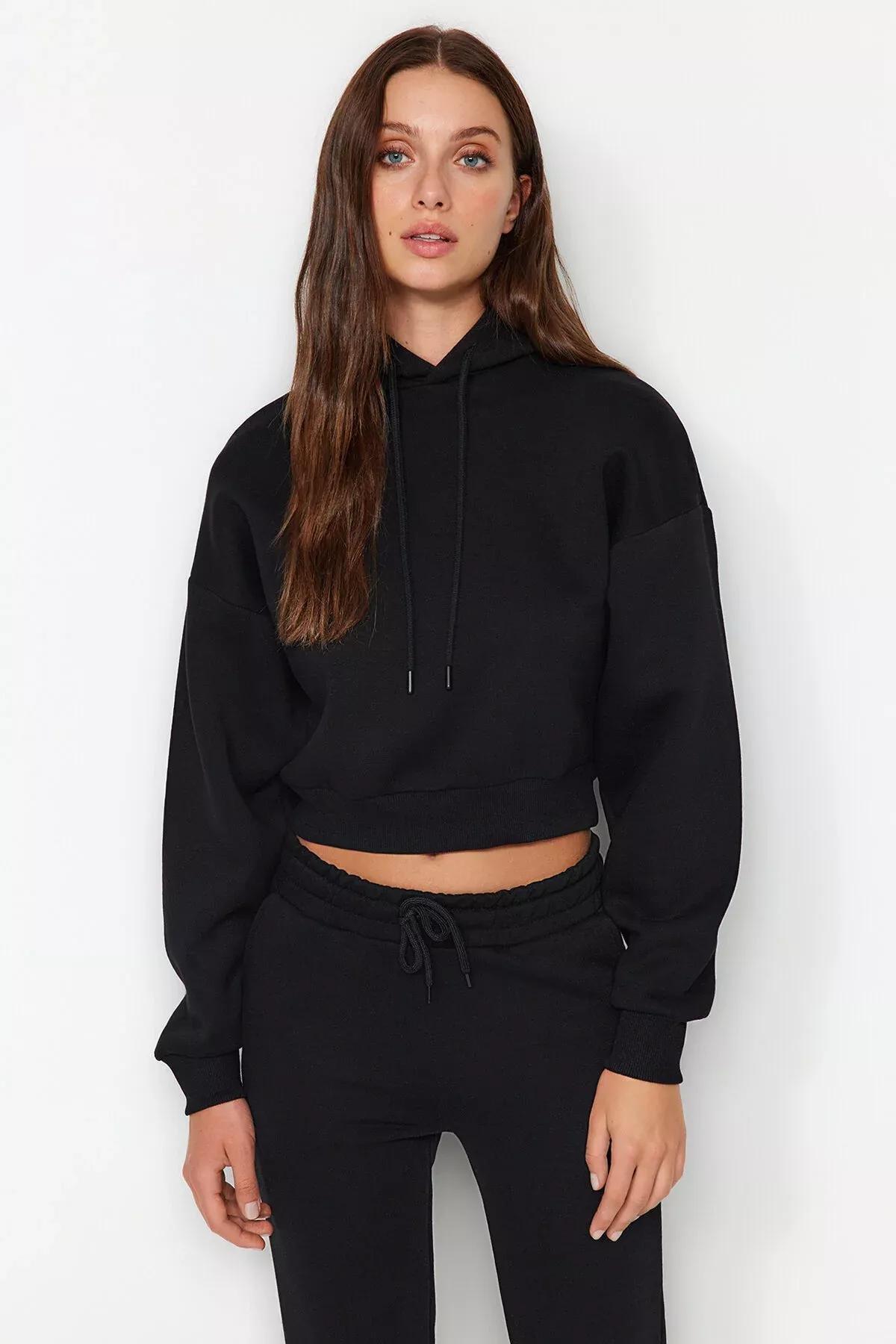 هودي قصير من الصوف، أسود, BLACK, large image number 4