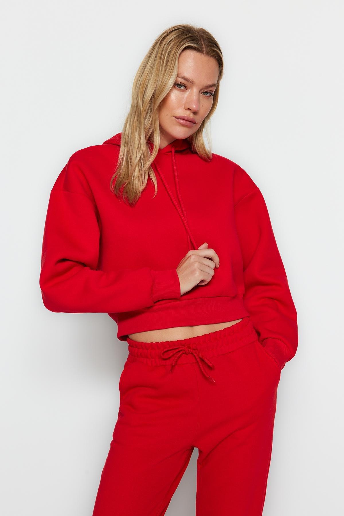 Red Thick Fleece Hoodie, , large image number 0